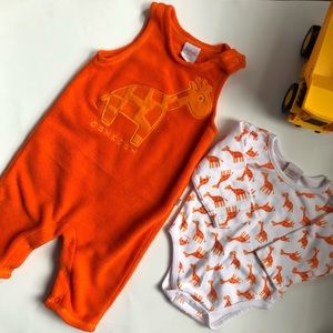 Oshkosh Orange Giraffe Jumpsuit Set